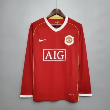 Retro 2006-07 Long Sleeve Manchester United Soccer Jersey Home
