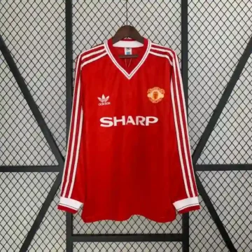 Retro 1986-88 Long Sleeve Manchester United Soccer Jersey Home