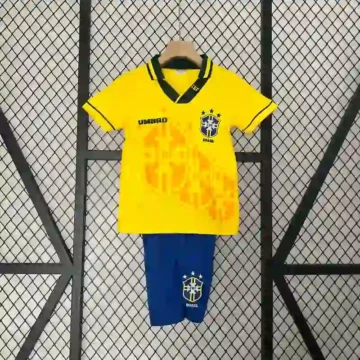 Retro 1993-94 Kids Brazil Soccer Jersey Home