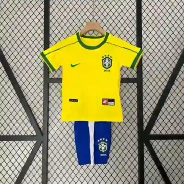 Retro 1998 Kids Brazil Soccer Jersey Home