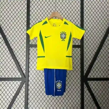 Retro 2002 Kids Brazil Soccer Jersey Home