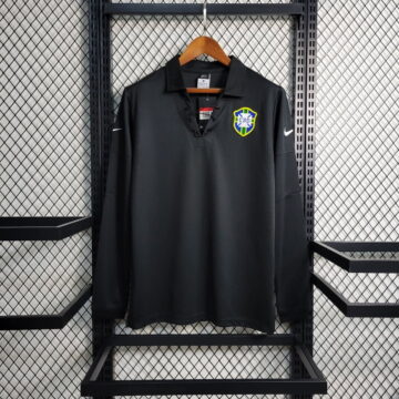 Retro 2004 Long Sleeve Brazil Special Edition Black Soccer Jersey