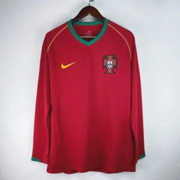 Retro 2006 Portugal Long Sleeve Soccer Jersey Home