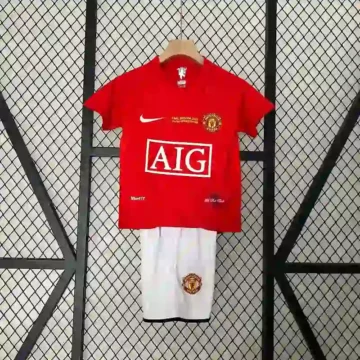 Retro 2007-08 Kids Manchester United Soccer Jersey Home
