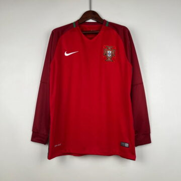 Retro 2016-17 Long Sleeve Portugal Soccer Jersey Home