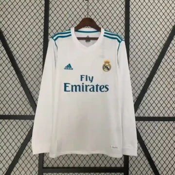 Retro 2017-18 Real Madrid Long Sleeve Soccer Jersey Home