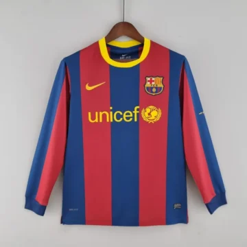 Retro 2010-11 Barcelona Long Sleeve Soccer Jersey UEFA Champions League Home