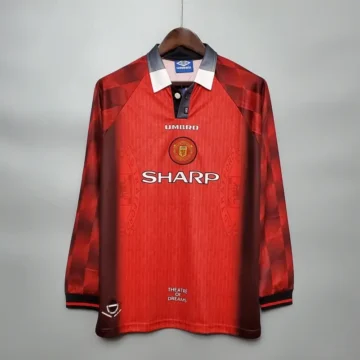 Retro 1996 Long Sleeve Manchester United Soccer Jersey Home