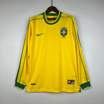Retro 1998 Brazil Long Sleeve Soccer Jersey Home