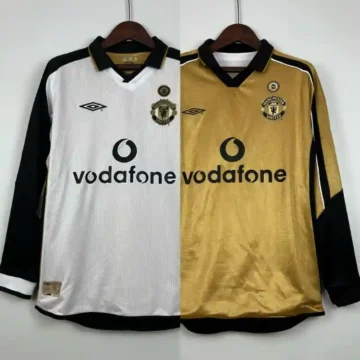 Retro 2001-02 Long Sleeve Manchester United100th Anniversary Soccer Jersey