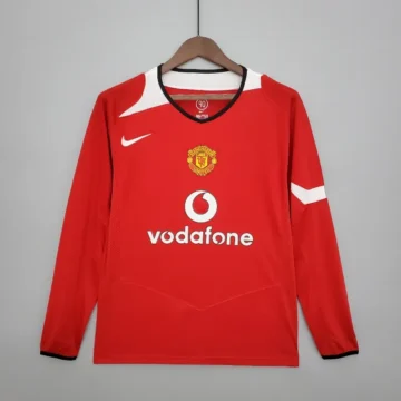 Retro 2004-06 Long Sleeve Manchester United Soccer Jersey Home