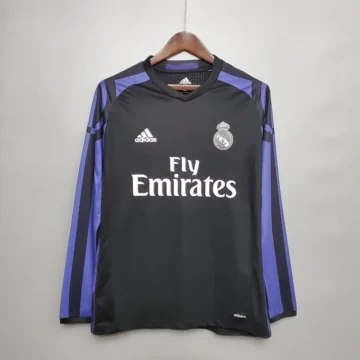 Retro 2016-17 Real Madrid Long Sleeve Soccer Jersey Second Away