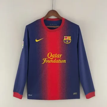 Retro 2012-13 Long Sleeve Barcelona Soccer Jersey Home