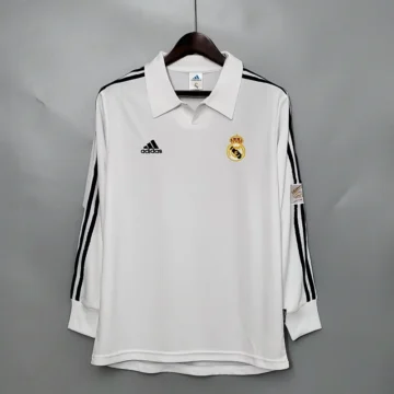 Retro 2002 Long Sleeve Real Madrid Soccer Jersey Home